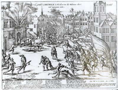 The Battle of Courtrai Between the French and the Flemish, 1580 by German School